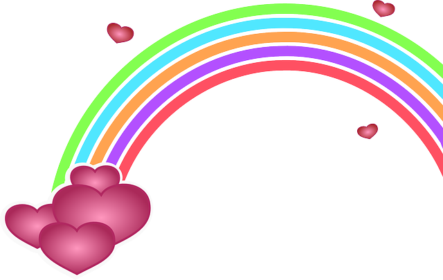Free Rainbow With Heart Clip Art - Valentine's Day Clip Art (640x405)