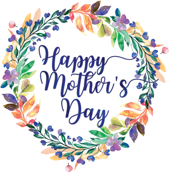 Happy Mother's Day With Wreath Watercolor Flower, Flower - Happy Together Embroidered Linen Cushion Gift (640x640)