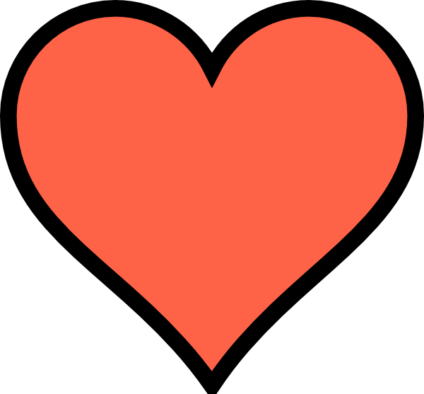 Coral Heart Clip Art At Clker - Coral Heart Clipart (600x557)