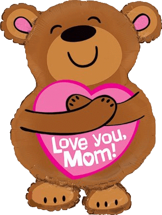 28" Love You Mom Bear Hug Balloon - Bear Mom Clip Art (329x437)