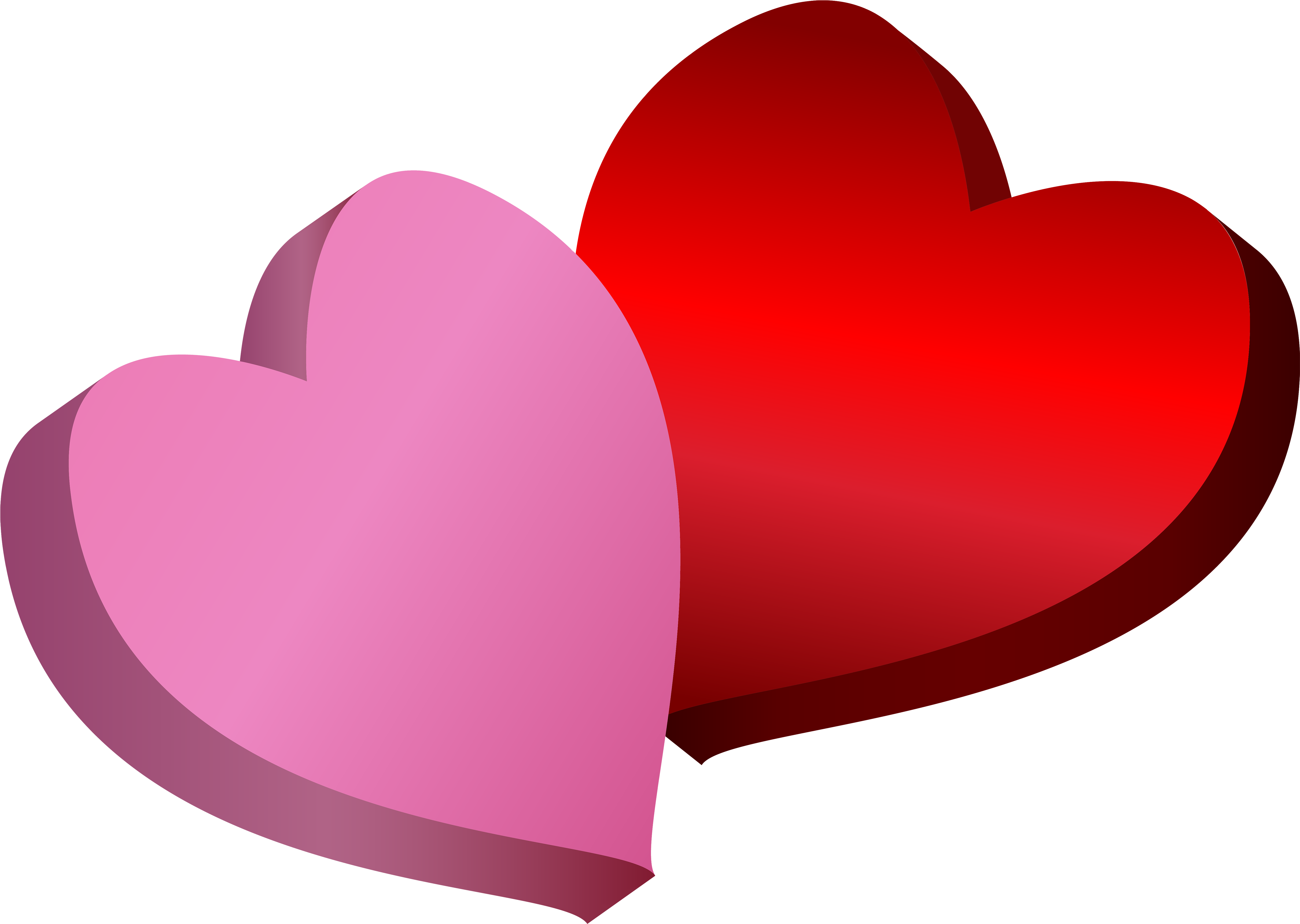 Pink And Red Hearts Png Clipart - Red And Pink Hearts (5000x3557)