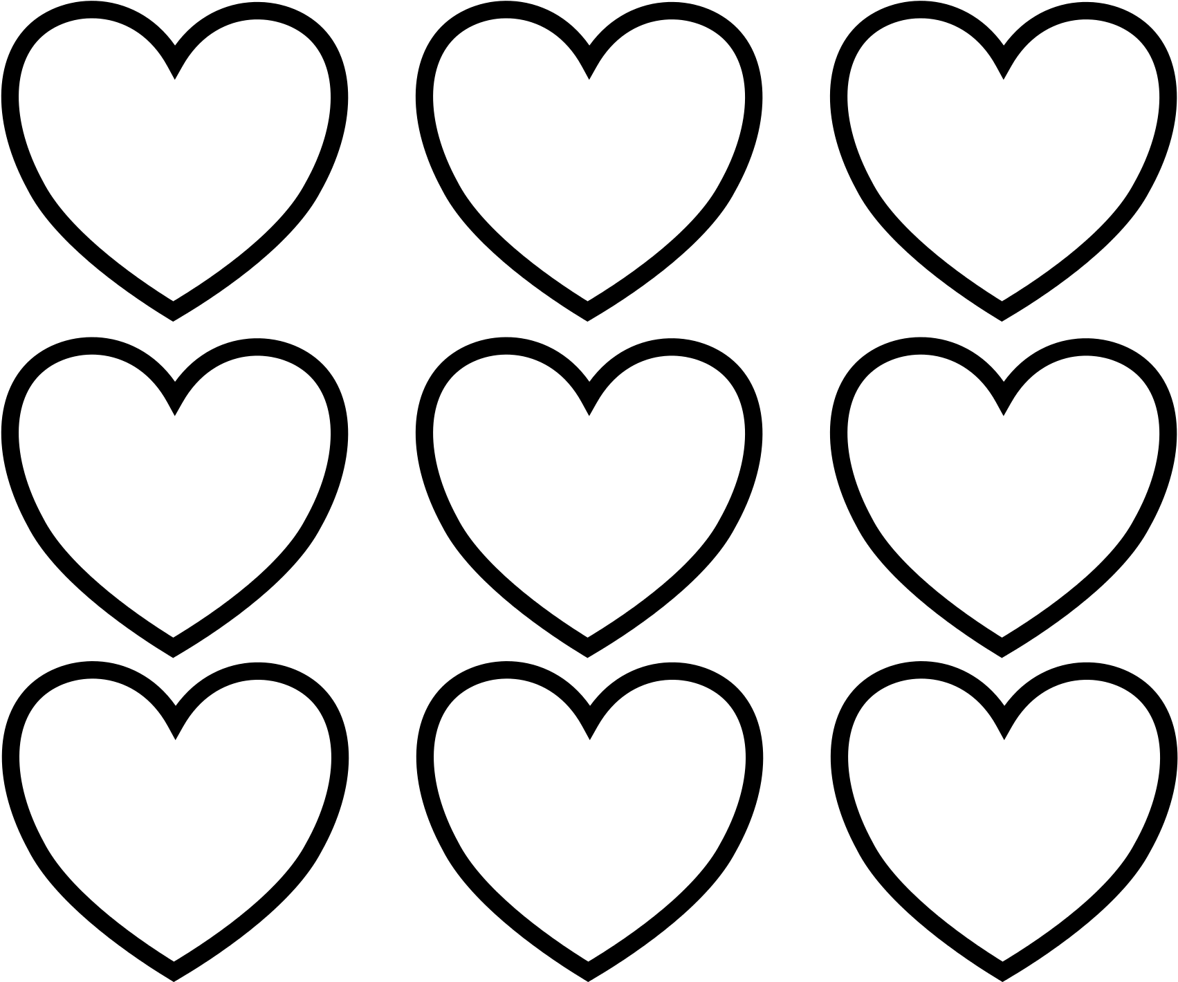 Sure Fire Valentine Hearts To Color Simplistic Images - Valentines Day Hearts Coloring Pages (2000x1545)