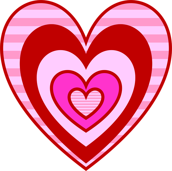 Valentine Hearts Love Pink Red Magenta Stripes - Heart (726x720)