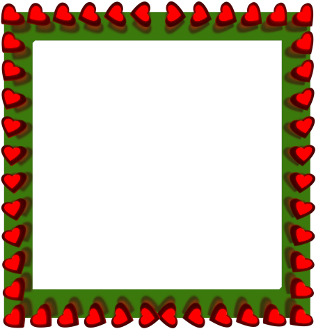 Red Love Hearts Reflection On Square Green Border - Red And Green Border (480x480)