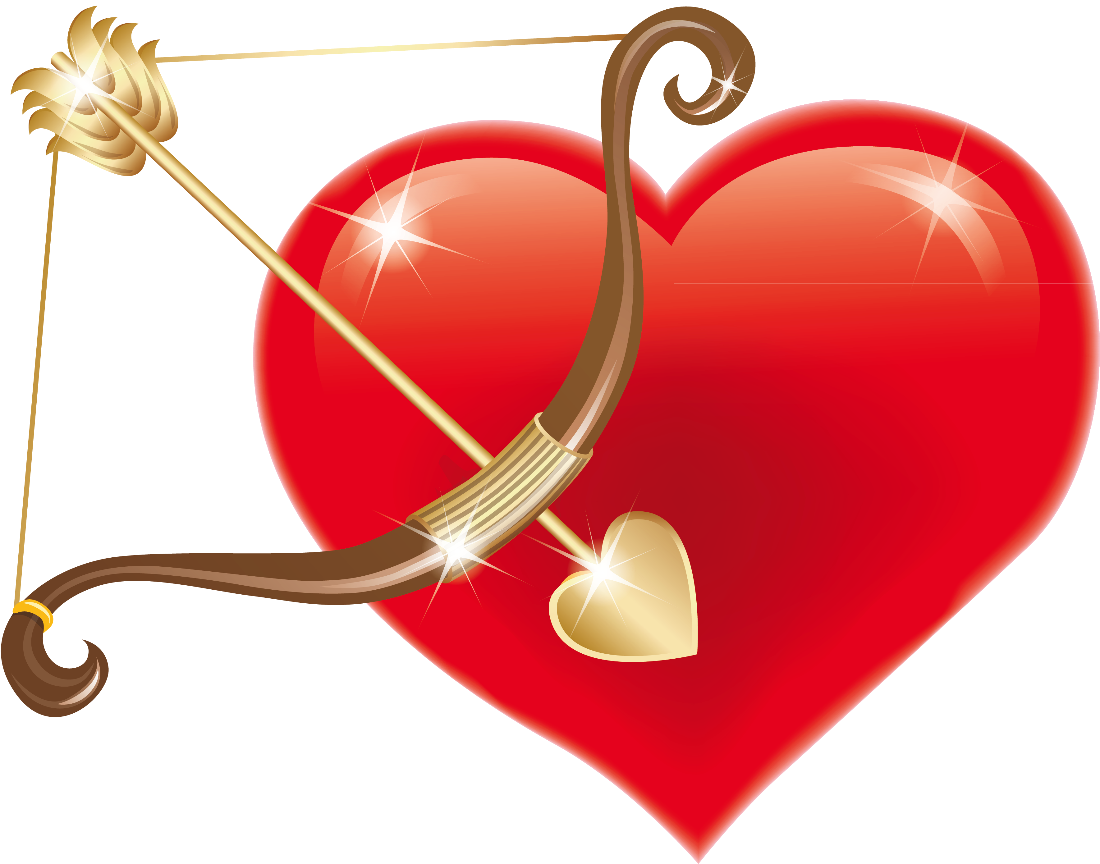 Red Heart With Cupid Bow Png Clipart Picture - Heart With A Bow And Arrow (3831x2935)