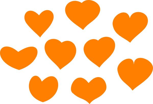 Free Valentine Clipart Transparent Background - Orange Hearts Transparent (600x410)