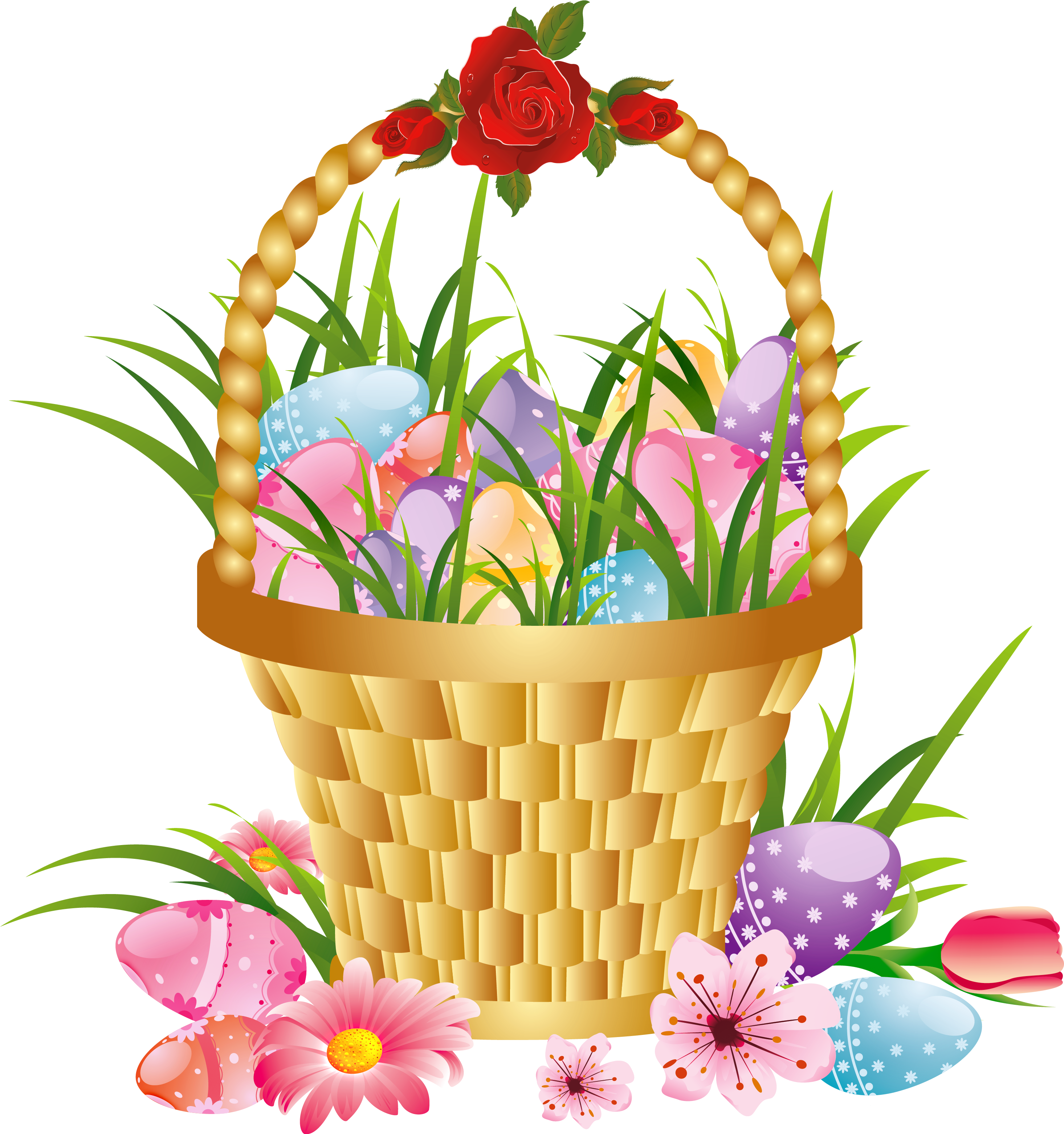 Png Flowers Clipart - Happy Easter Day Eggs Waterproof Bathroom Decor Fabric (3051x3227)