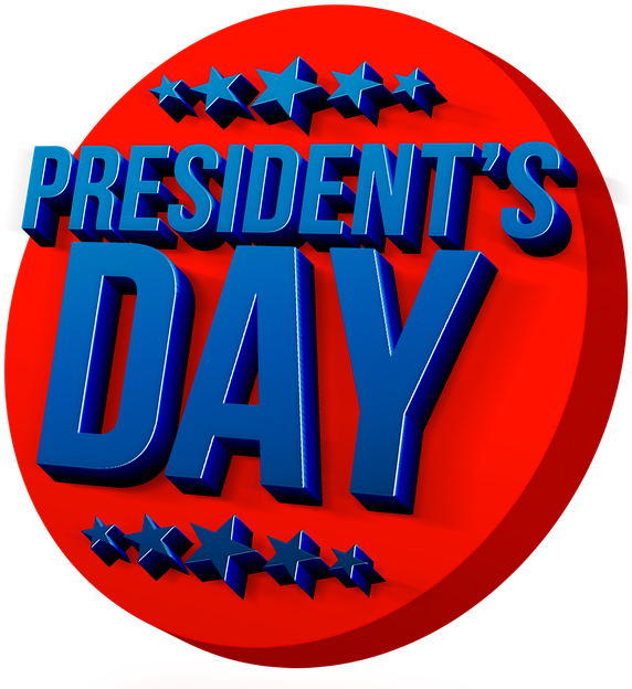 Presidents Day Or Washington's Birthday - Day Text (599x640)