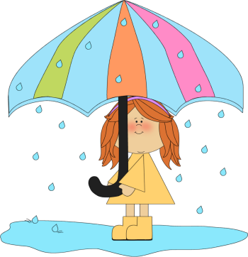 Girl Playing In The Rain Clip Art - Rain Clipart (350x362)