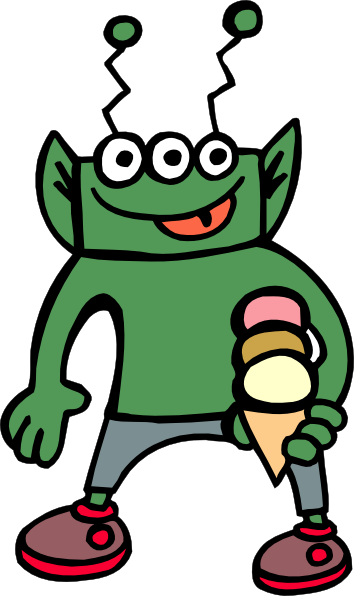 Alien Clipart Funny Alien - Alien Eating Ice Cream (354x596)