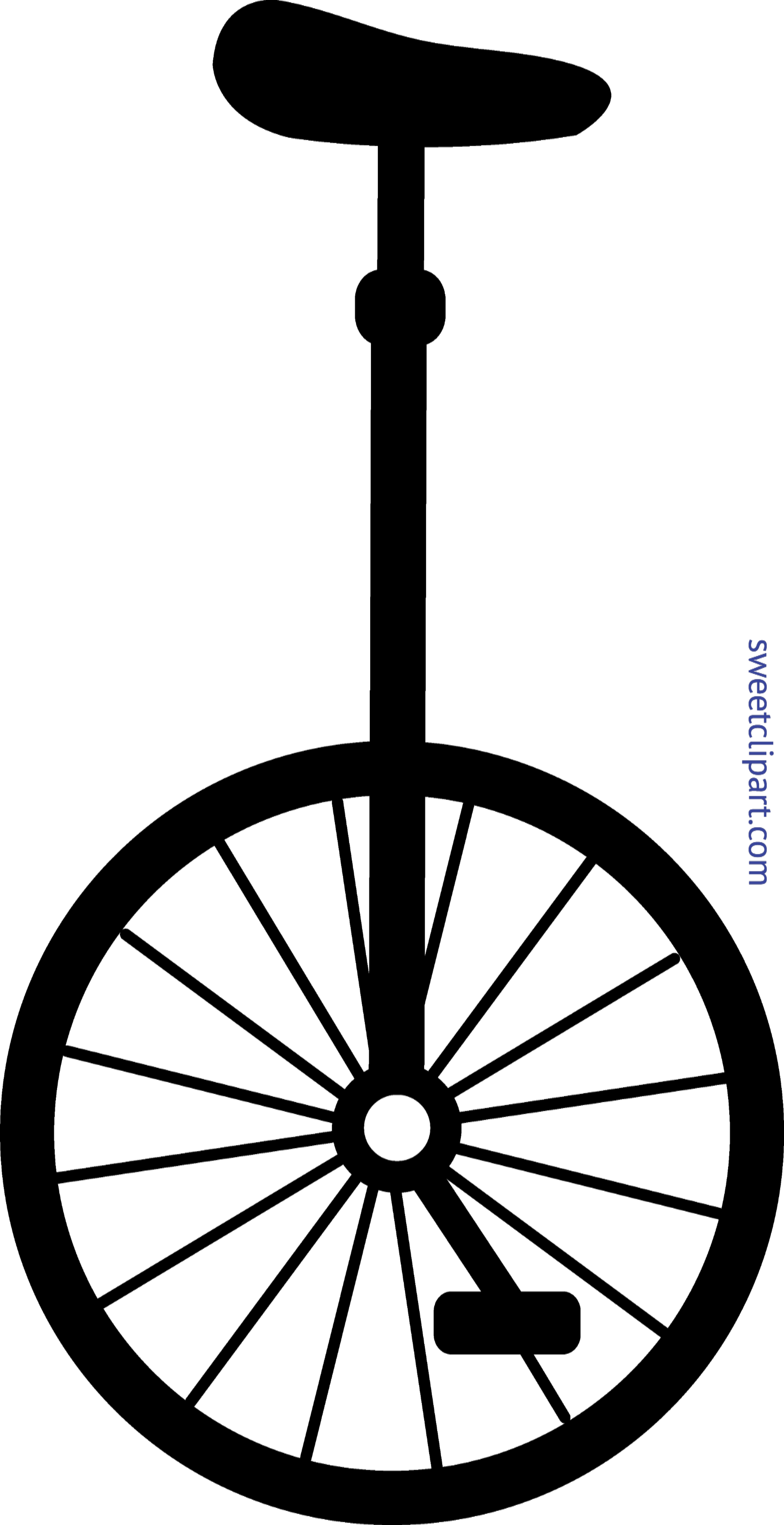 Unicycle Cliparts - 7 On A Clock (2654x5163)