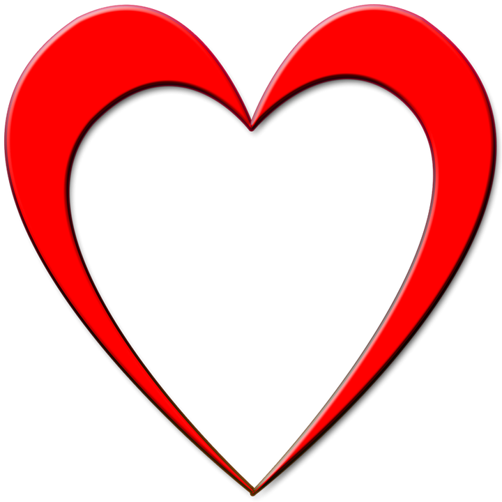 Free Illustration Red Heart Outline Design Love Image - Red Heart Outline Png (720x720)