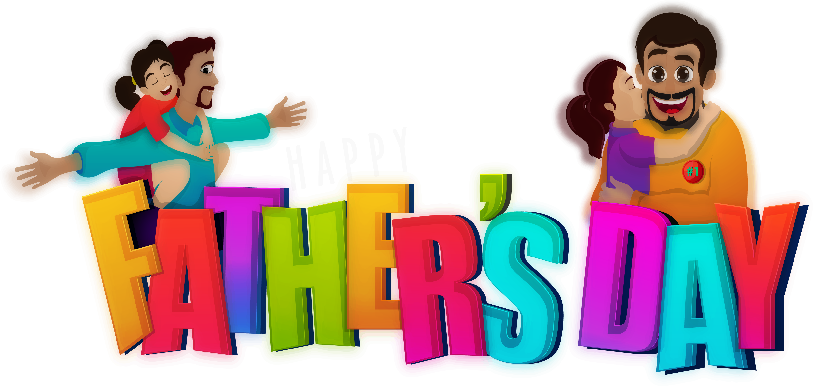 Colorful Father's Day - Cartoon (3294x1565)