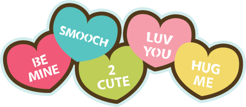 Search Clip Art Candy Hearts Svg File For - Valentines Day Transparent Background (800x349)