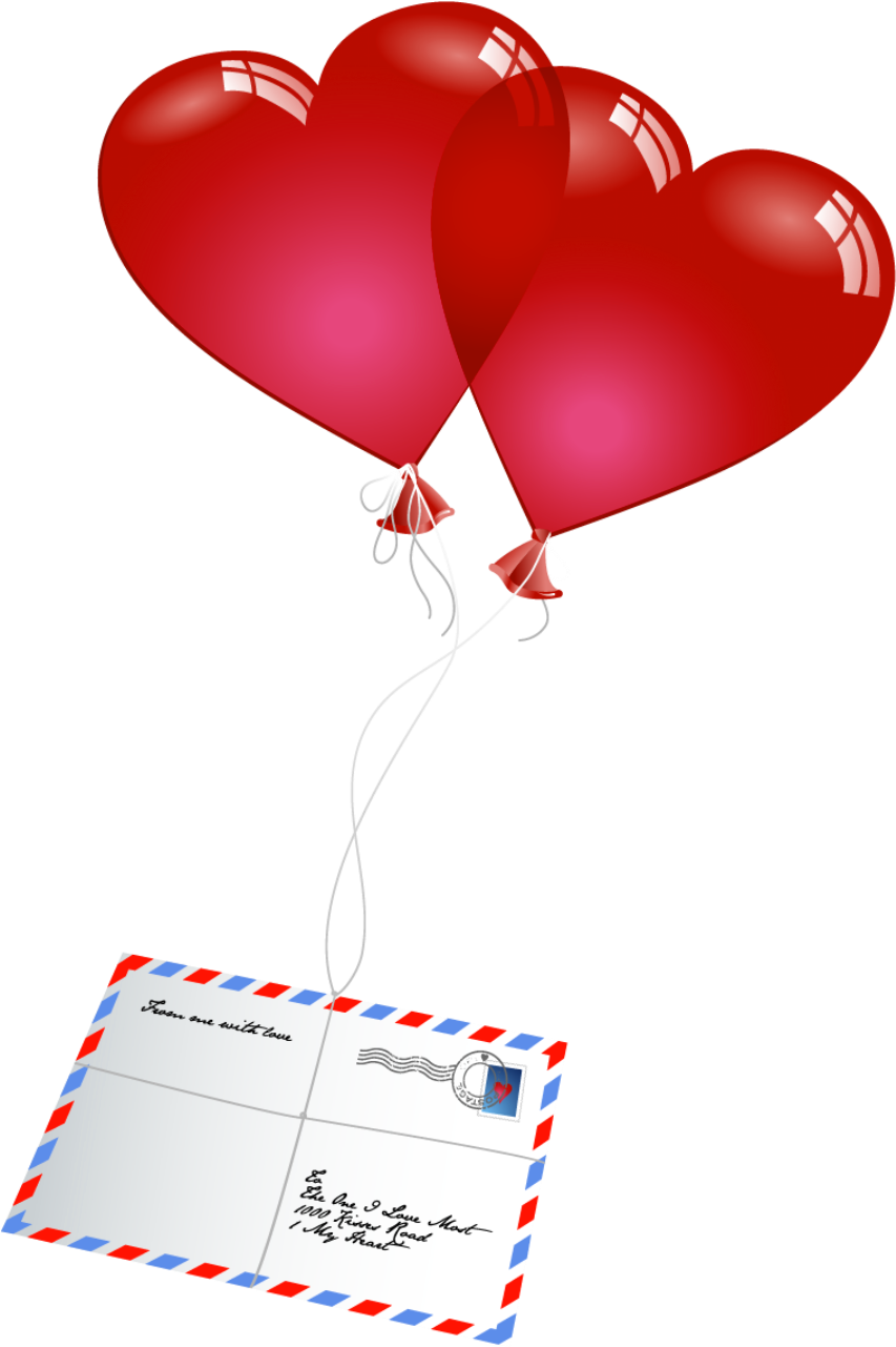 Valentine's Day Clipart Letter - Valentines Day Balloons Png (900x1310)