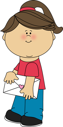 Girl With Valentine's Day Card - Valentines Day Cards Clipart (250x500)