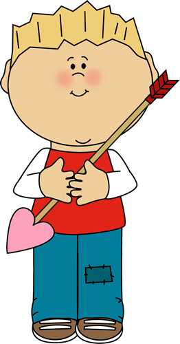 Boy Holding A Valentine's Day Arrow - Valentines Day Kid Clipart (262x500)