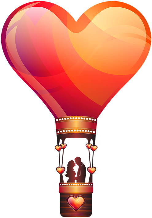 Love, Valentines Day, Celebration - Heart Hot Air Balloon Png (504x720)