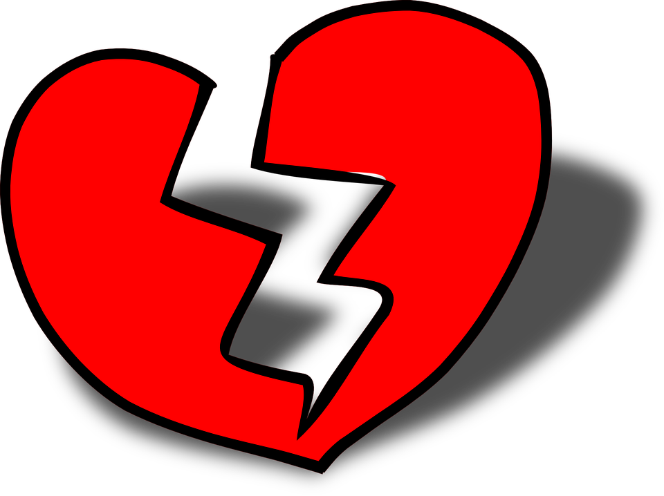 Broken Heart Clipart Black And White - Corazones Rotos Png (960x718)