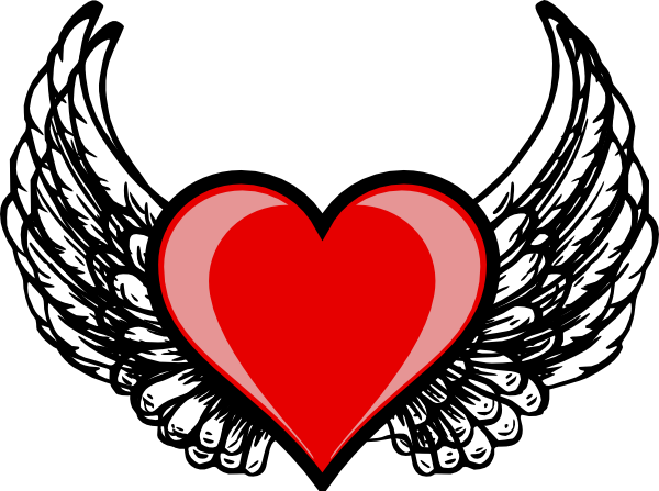 Heart Clipart Wing - Love Heart With Wings (600x447)