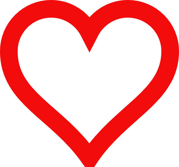 Heart Clipart Outline Png - Red Heart Outline Clipart (600x560)