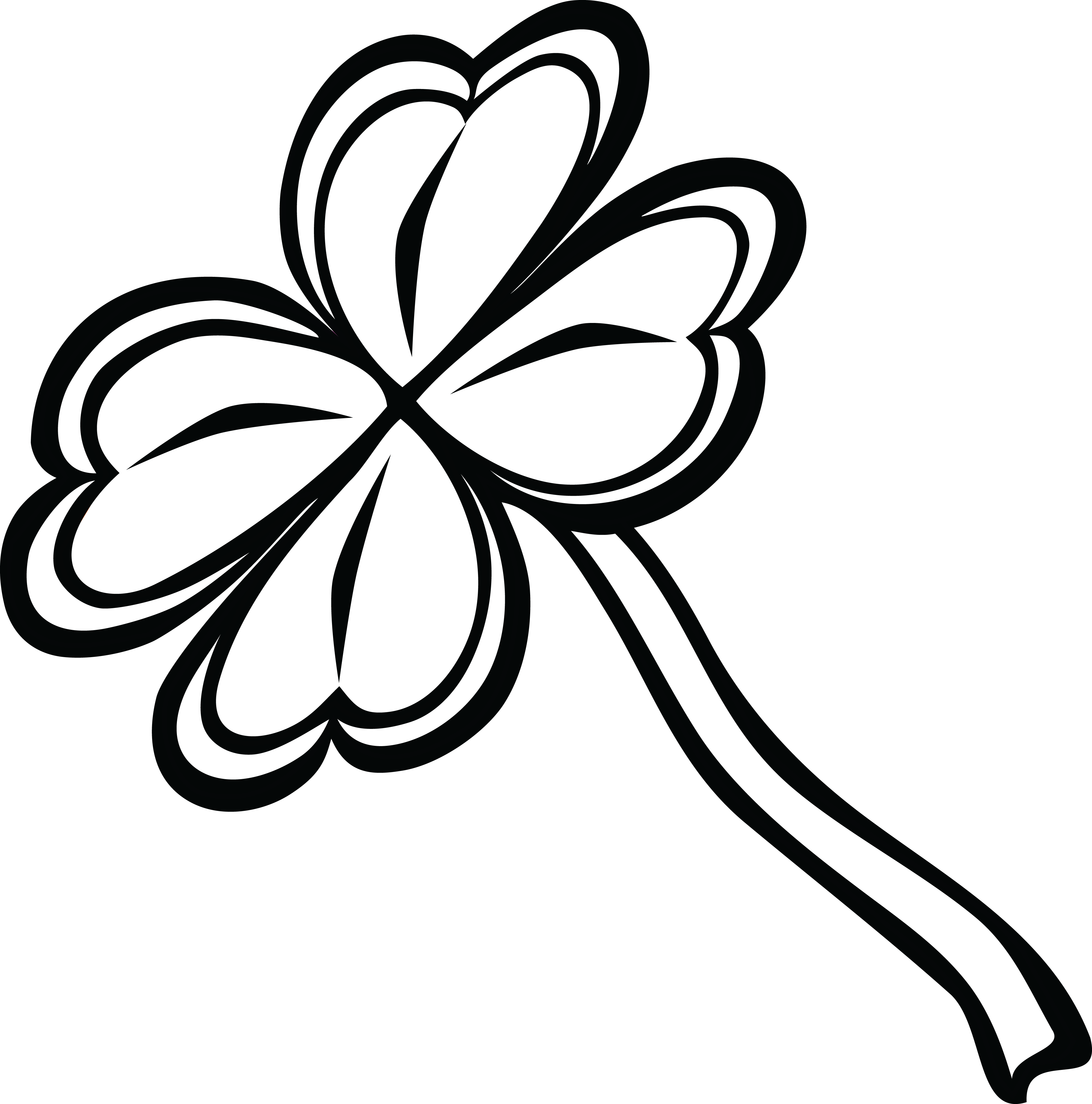 Free Clipart Of A Black And White St Paddy's Day 4 - Four-leaf Clover (4000x4044)