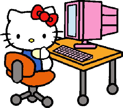Discover Ideas About Happy Labour Day - Hello Kitty At Computer (394x346)