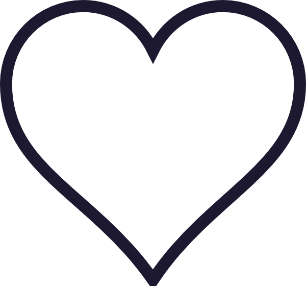 Navy Outline Heart Clip Art - White Love Heart Vector (600x560)