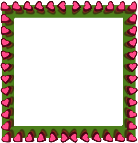 Pink Love Hearts Reflection On Green Square Border - Cute Square Border Png (480x480)