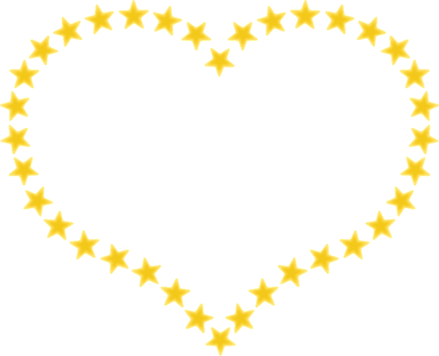 Heart Stars Border Outline Yellow Design Element - Star In Heart Shape (888x720)