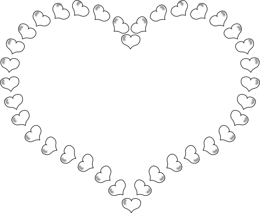 Black And White Heart Clip Art - Heart Border Clip Art Black And White (830x680)