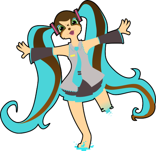 Hatsune Pepper By Cat Mod - Cartoon (500x485)