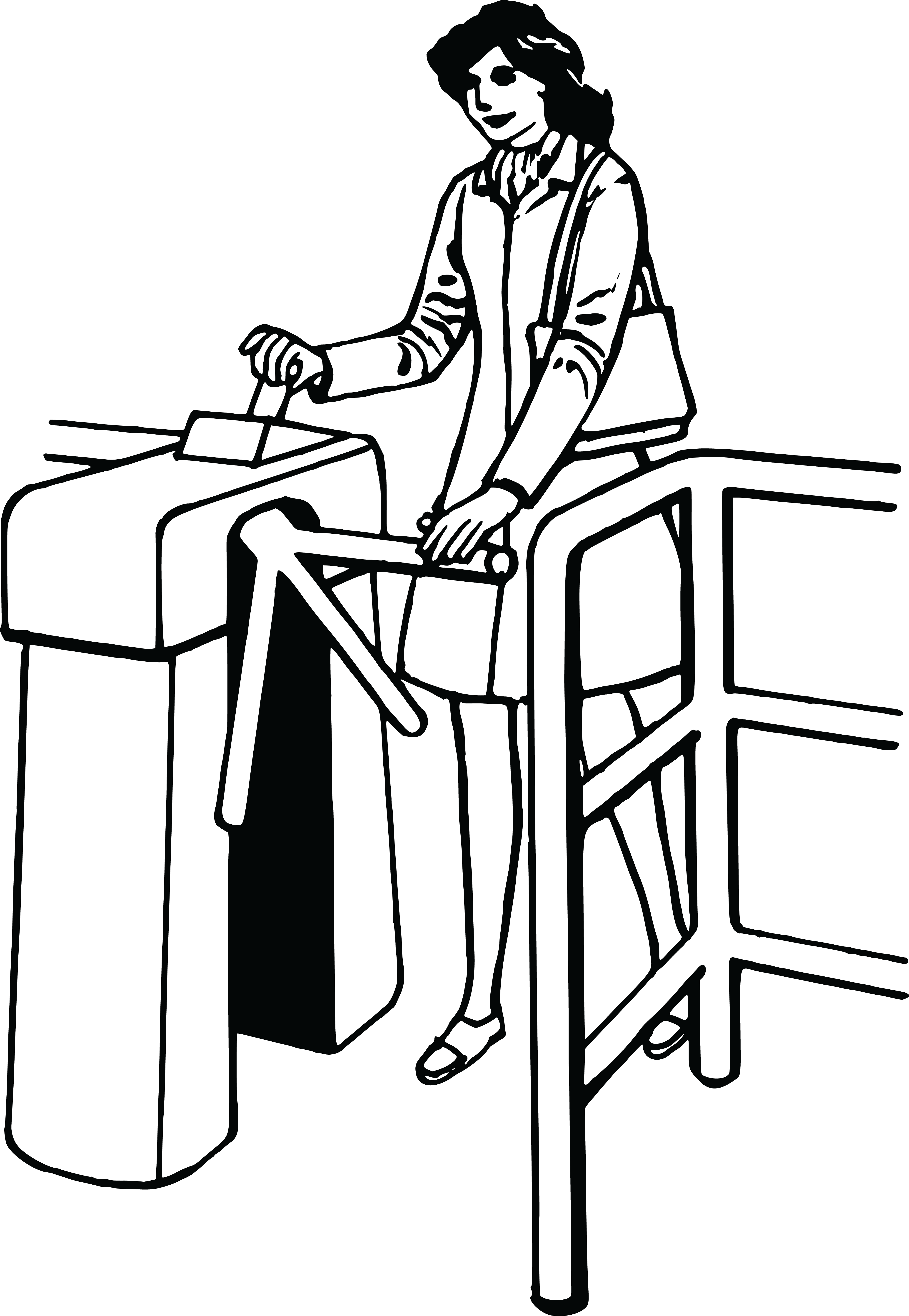 Free Clipart Of A Woman Going Through A Turnstyle - Border Clipart Black And White (4000x5790)