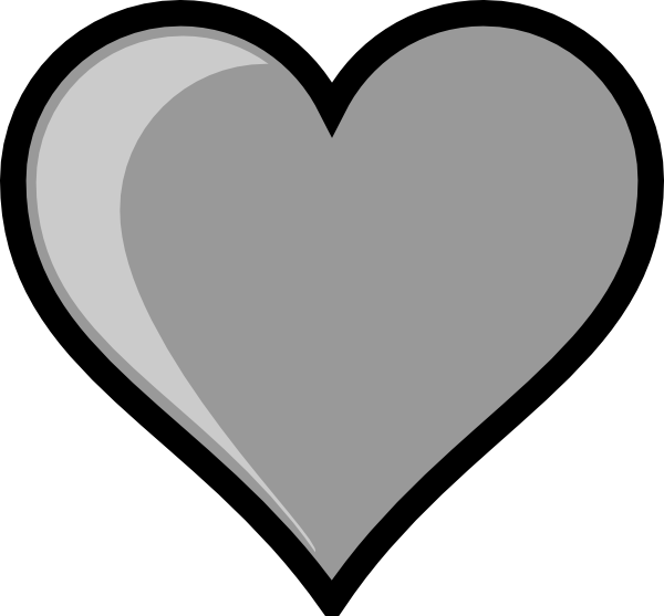 Gray Heart Clip Art - Black And Grey Heart (600x557)