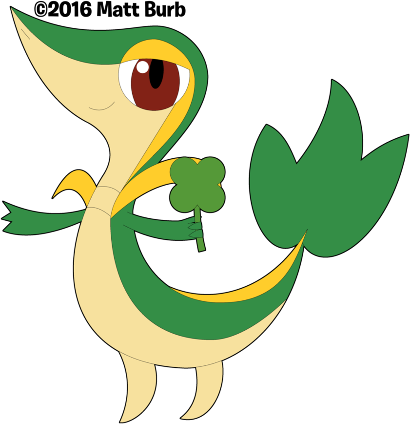 Happy Saint Patrick's Day From Snivy - Cartoon (879x909)