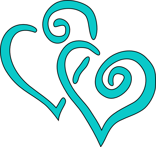 Teal Heart Clipart - Valentine Cards In German (600x567)