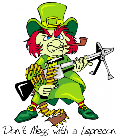 Corned Beef And Cabbage, Good Beer, With A Toddy At - Leprechaun With A Gun (385x450)