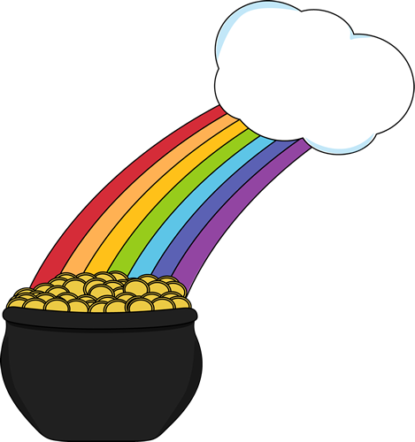 Pot Of Gold With Rainbow And Cloud - Pot Of Gold With Rainbow (469x500)