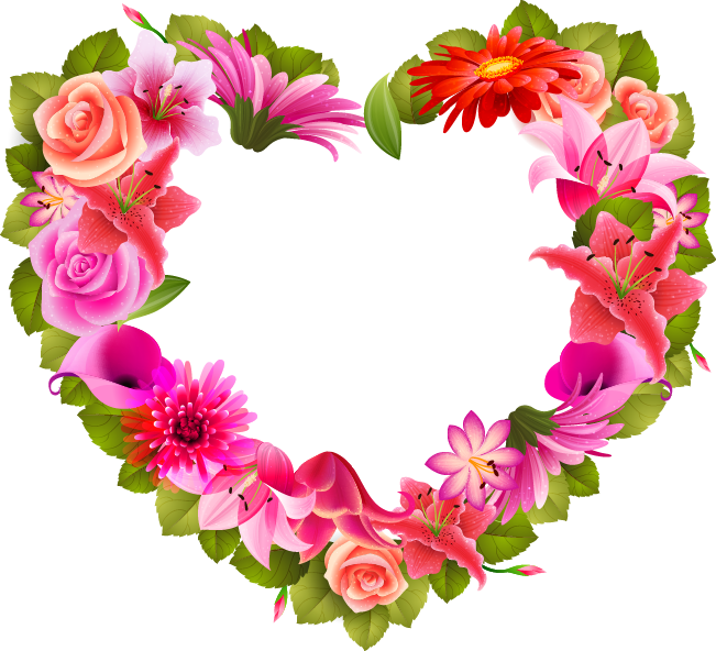Heart Flower Valentine's Day Clip Art - Heart Flower Valentine's Day Clip Art (651x592)