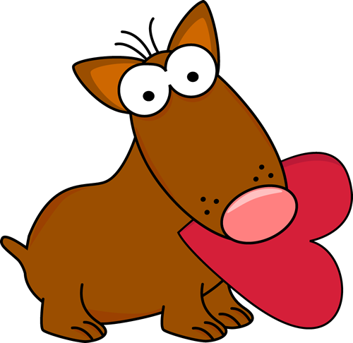 Cartoon Valentine's Day Dog - Cartoon Dog With Heart (500x486)