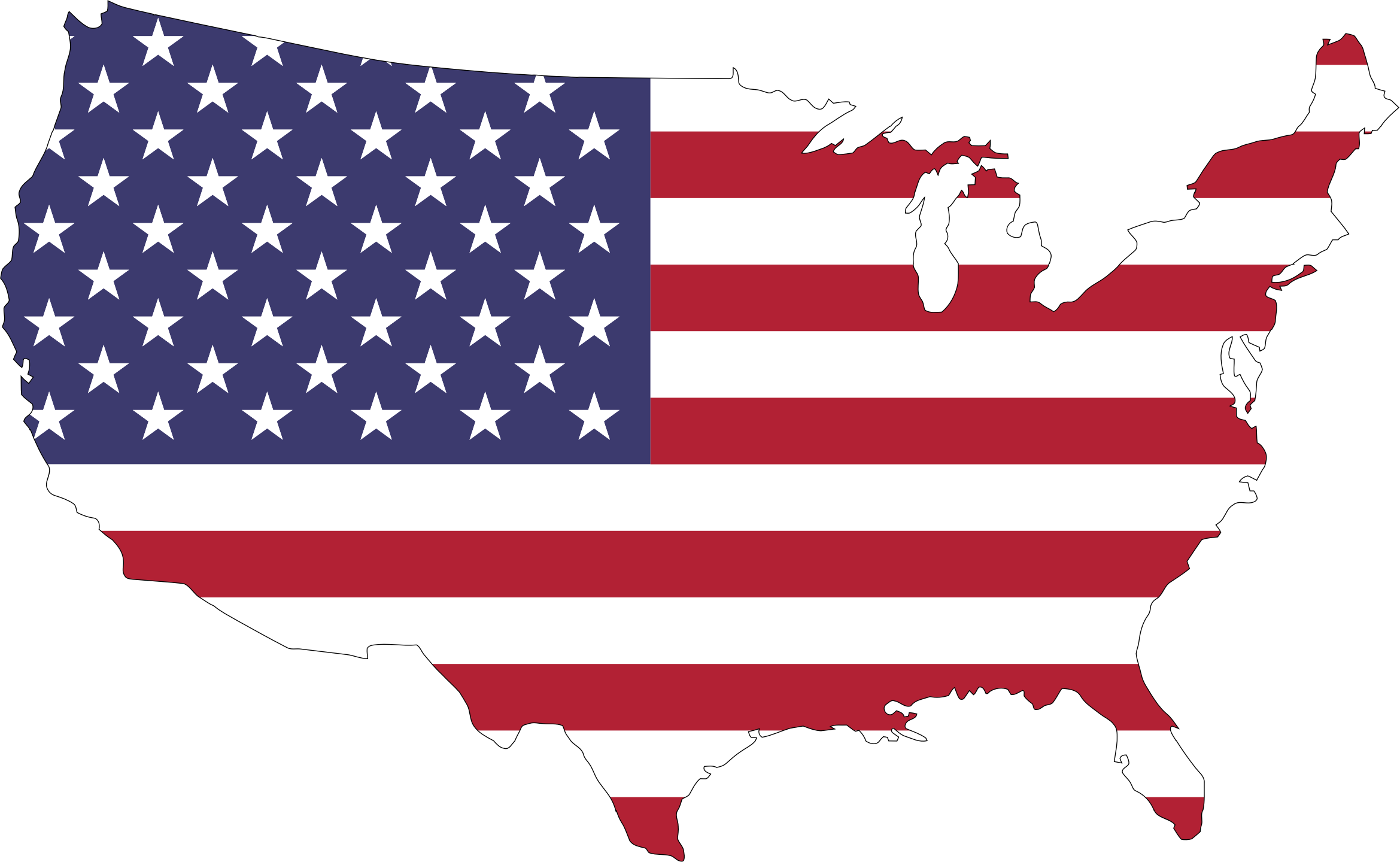 American Flag Clipart Us History - America Flag Map (2339x1440)