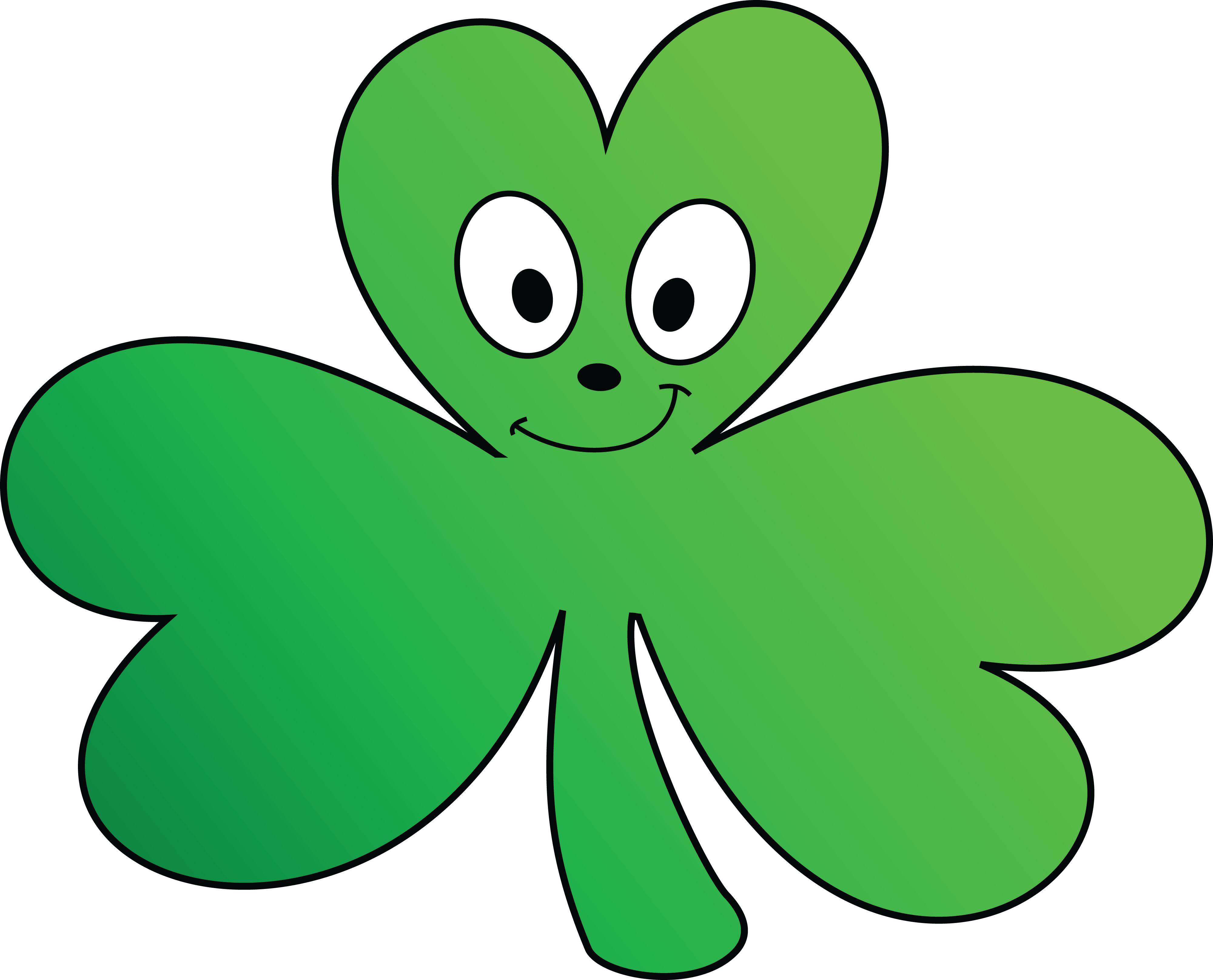 Free Clipart Of A Happy Cartoon Shamrock Character - Cartoon Shamrock (4000x3230)