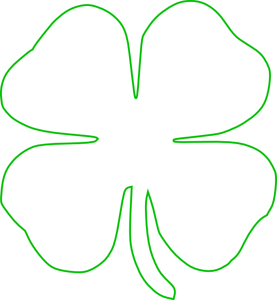 White Green Shamrock Clip Art - Four Leaf Clover Template (552x597)