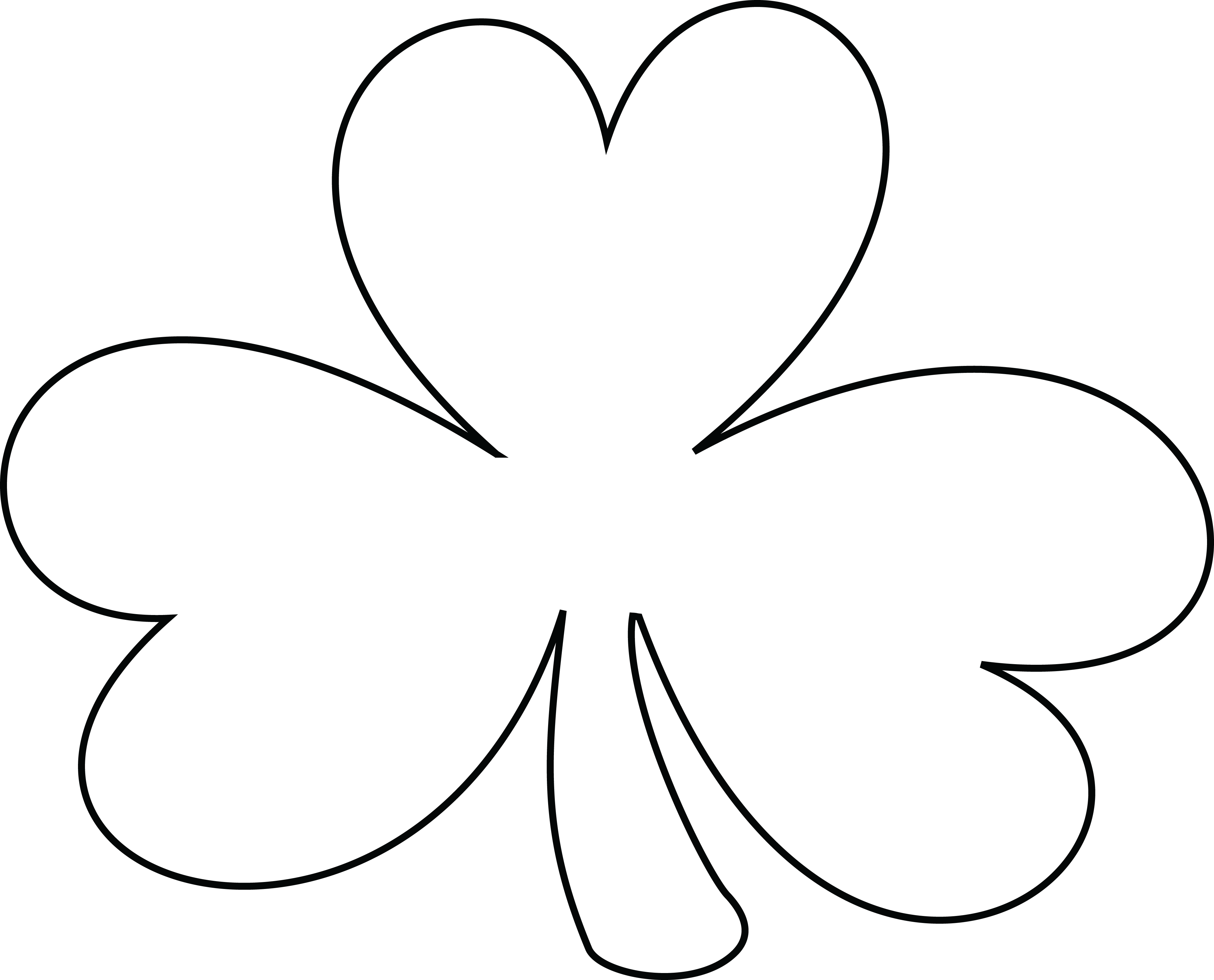 Free Clipart Of A Black And White Lineart Coloring - Clover Black And White (4000x3230)