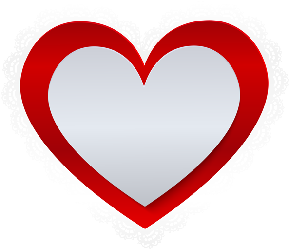 Heart With Lace Border Png Clip Art - Red Heart Outline Clipart (8000x6867)