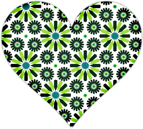 White Heart With Green Flowers Icon, Png Clipart Image - Green And White Heart (512x512)