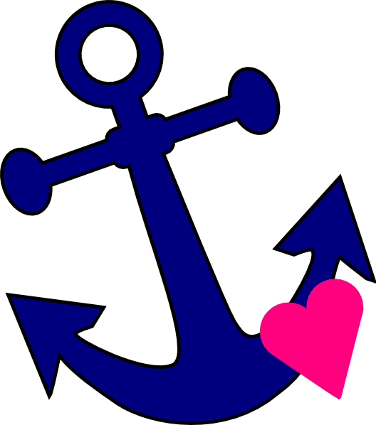 Anchor With Heart Clipart - Pink Nautical Clip Art (528x598)