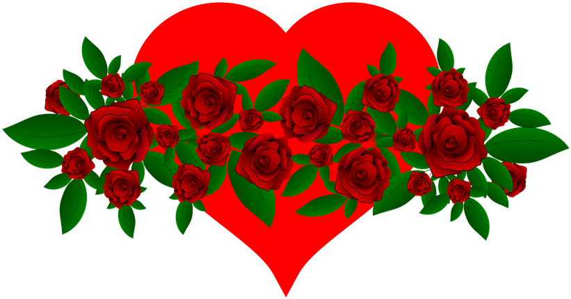 Flowers Heart Red Green Leaves Roses - Red Rose Good Morning (960x490)