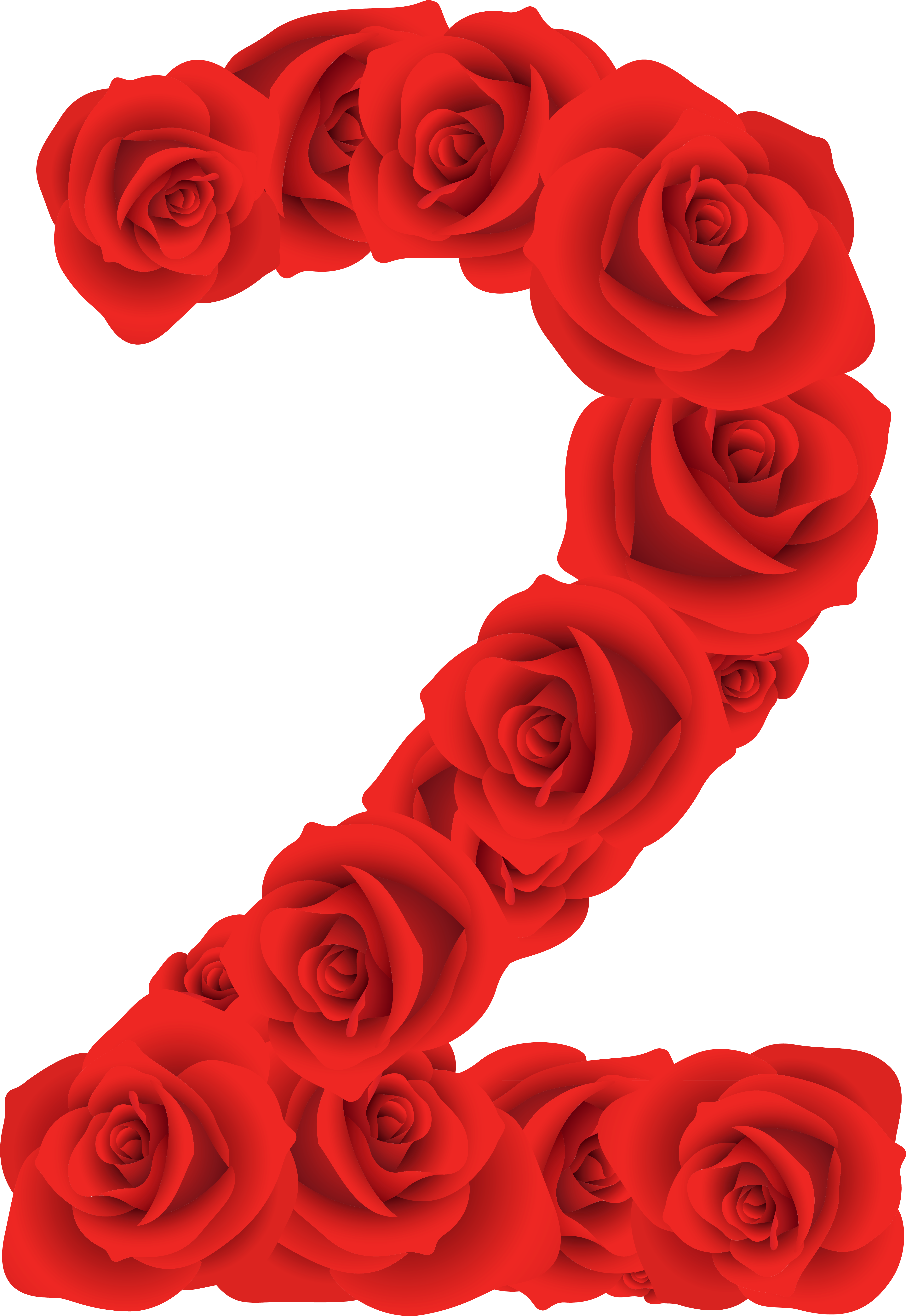 Red Roses Number Two Png Clipart Image - Rose Numbers Png (4903x7009)