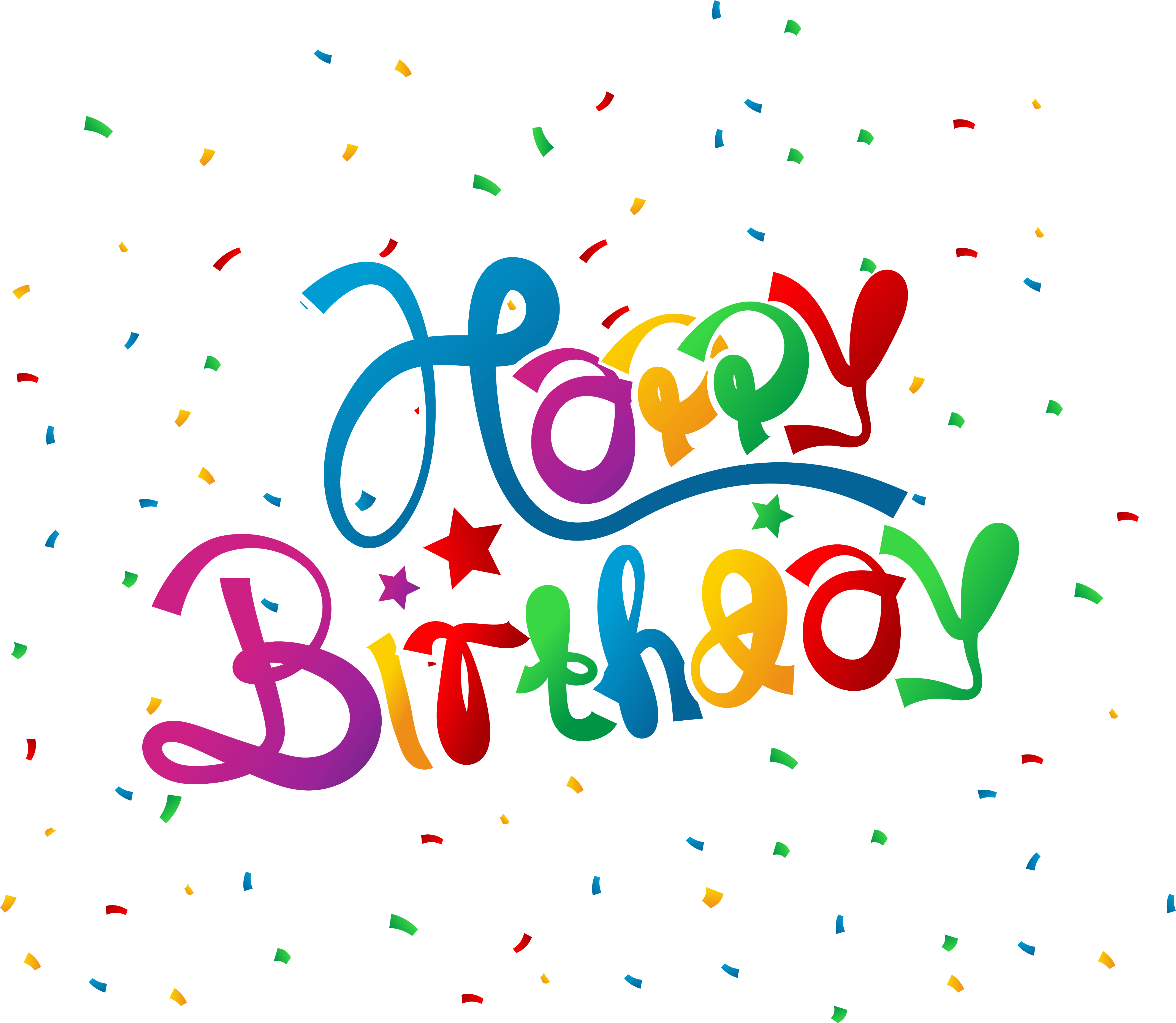 Happy Birthday With Confetti Clipart Picture - Happy Birthday Confetti Transparent (4398x3774)